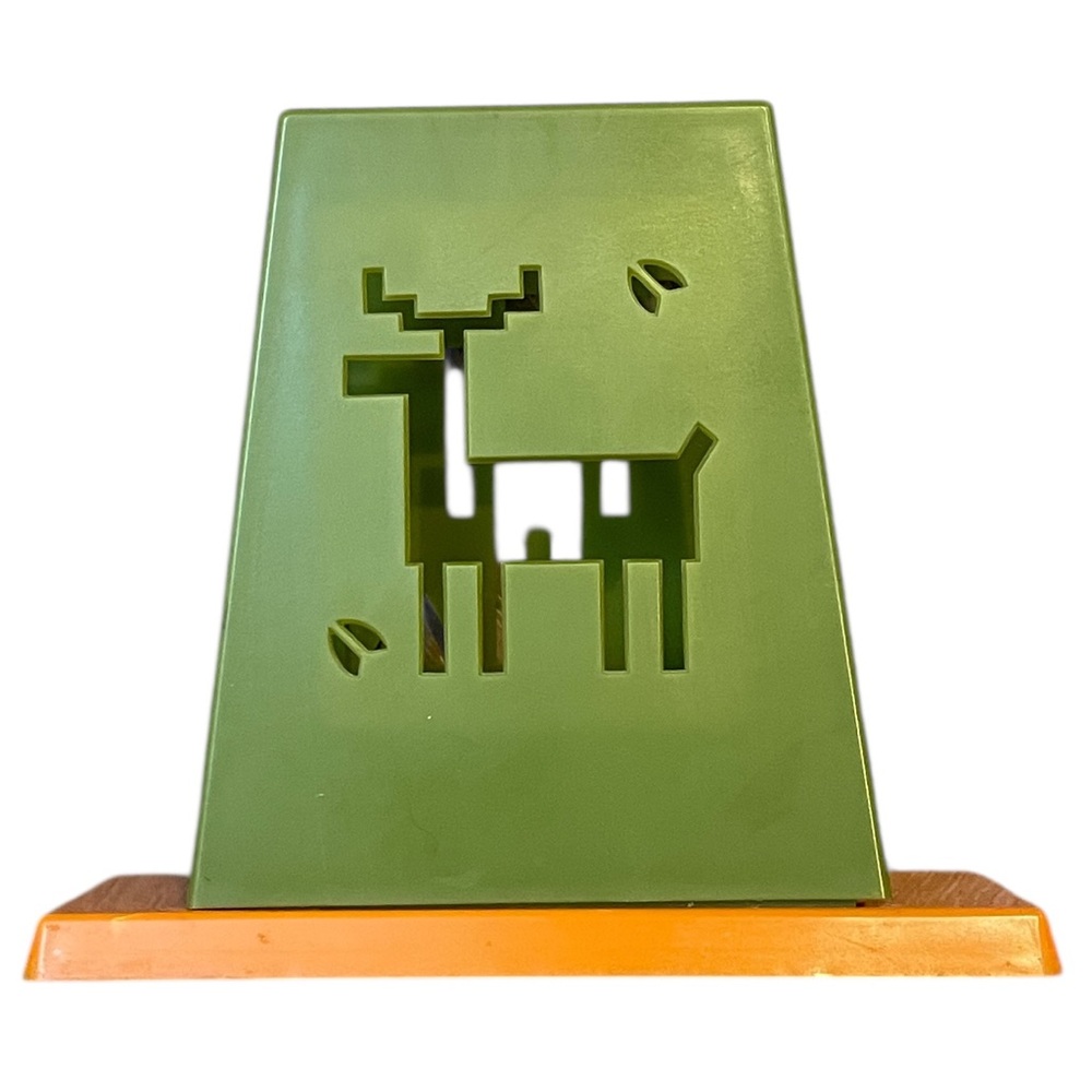 Vintage 70s St. Labre Indian School Napkin Holder Orange Green Man Deer Retro